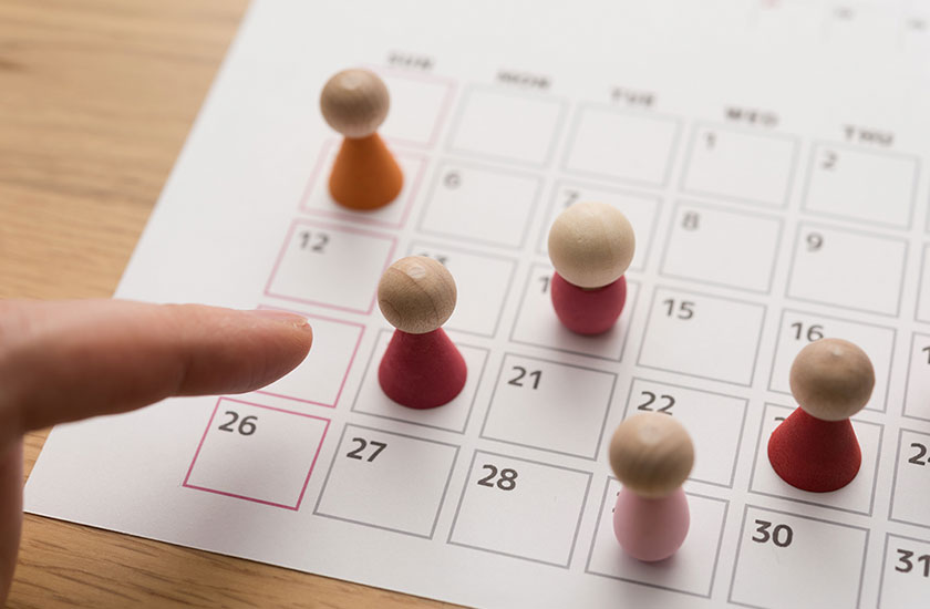 怪しい日にちをチェックしたカレンダー